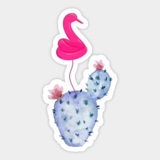 Purple Cactus Pink Swan Balloon Sticker